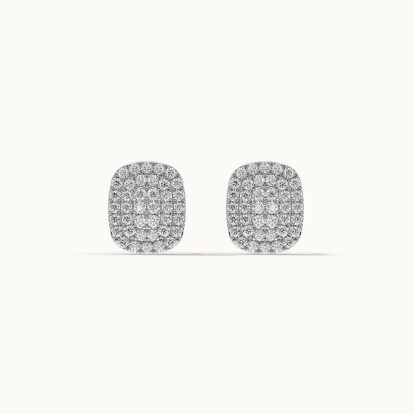 Rectangle Cluster Diamond Earrings, 14K Solid Gold, 1/2 ct Lab Grown Diamond-8