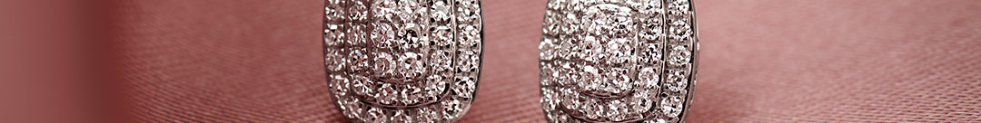 Rectangle Cluster Diamond Earrings, Sterling Silver, 1/2 ct Lab Grown Diamond-1