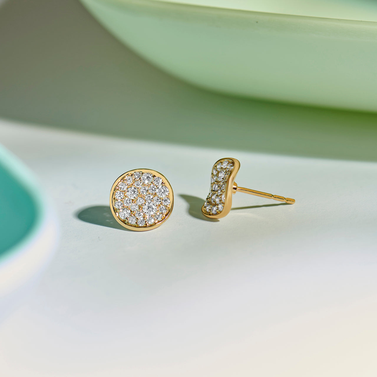 Wave Cluster Diamond Earrings, 14K Gold Vermeil, 5/8 ct Lab Grown Diamond-1