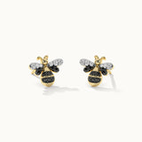 Bumblebee Diamond Earrings, 14K Gold Vermeil, 1/8 ct Lab Grown Diamond-3