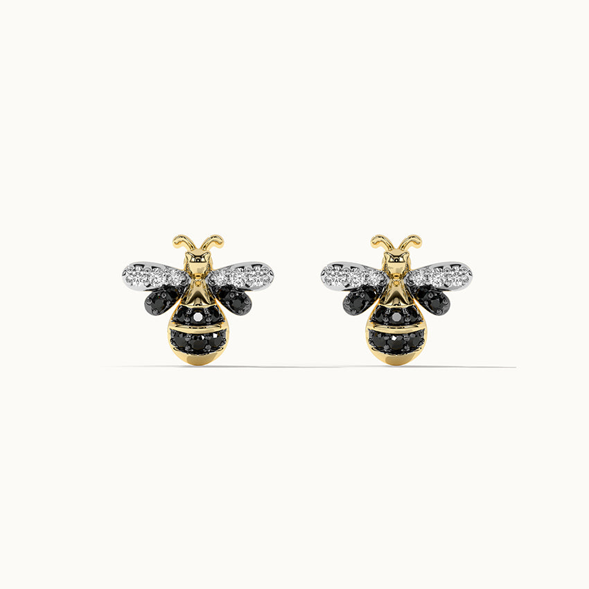 Bumblebee Diamond Earrings, 14K Gold Vermeil, 1/8 ct Lab Grown Diamond-6
