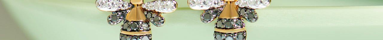 Bumblebee Diamond Earrings, 14K Gold Vermeil, 1/8 ct Lab Grown Diamond-1