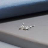 Mini Round Diamond Earrings, Sterling Silver, 1/2 ct Lab Grown Diamond-1