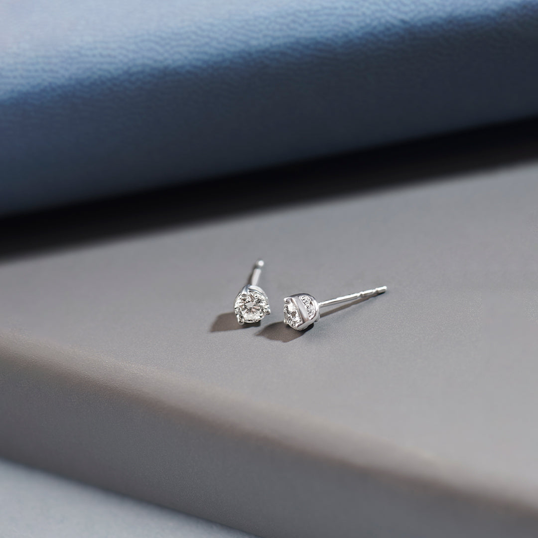 Mini Round Diamond Earrings, Sterling Silver, 1/2 ct Lab Grown Diamond-1