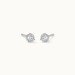 Mini Round Diamond Earrings, Sterling Silver, 1/2 ct Lab Grown Diamond-3