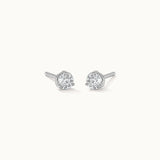 Mini Round Diamond Earrings, Sterling Silver, 1/2 ct Lab Grown Diamond-3