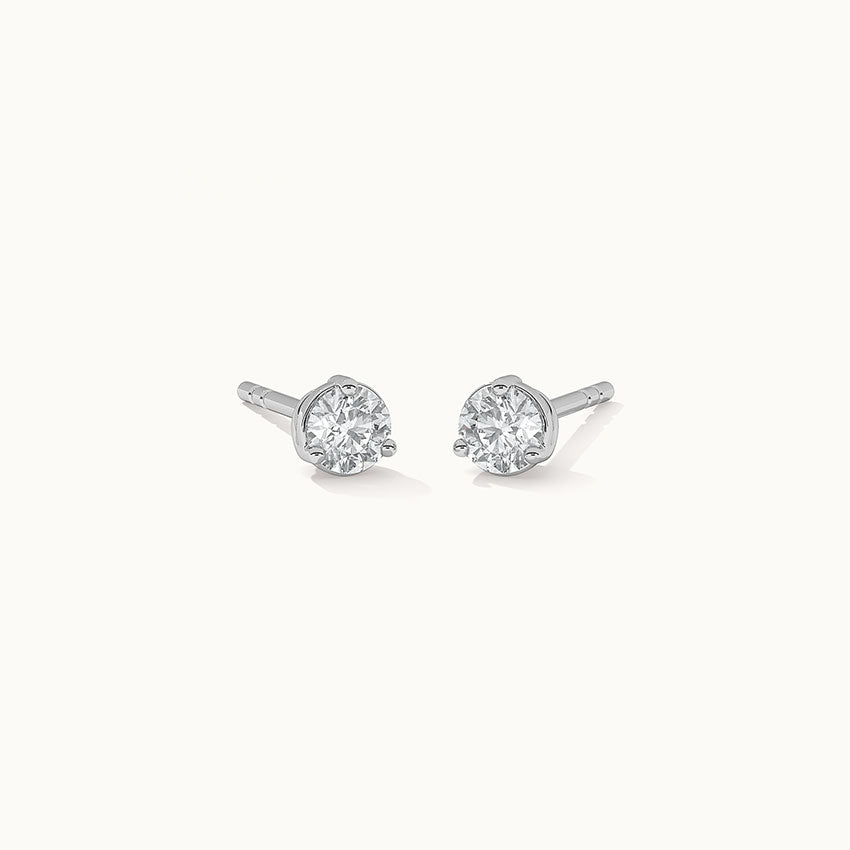 Mini Round Diamond Earrings, Sterling Silver, 1/2 ct Lab Grown Diamond-3