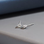 Mini Round Diamond Earrings, Sterling Silver, 1/2 ct Lab Grown Diamond-5