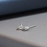 Mini Round Diamond Earrings, Sterling Silver, 1/2 ct Lab Grown Diamond-5