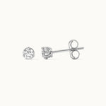 Mini Round Diamond Earrings, Sterling Silver, 1/2 ct Lab Grown Diamond-6