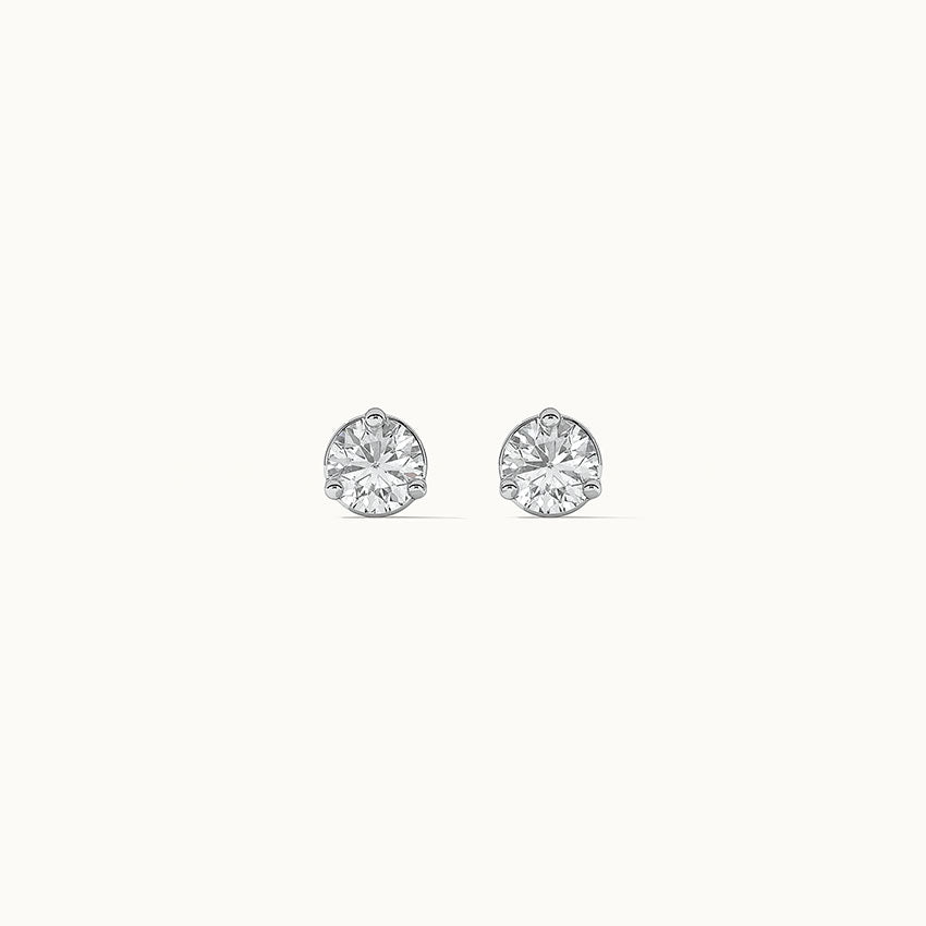 Mini Round Diamond Earrings, Sterling Silver, 1/2 ct Lab Grown Diamond-7