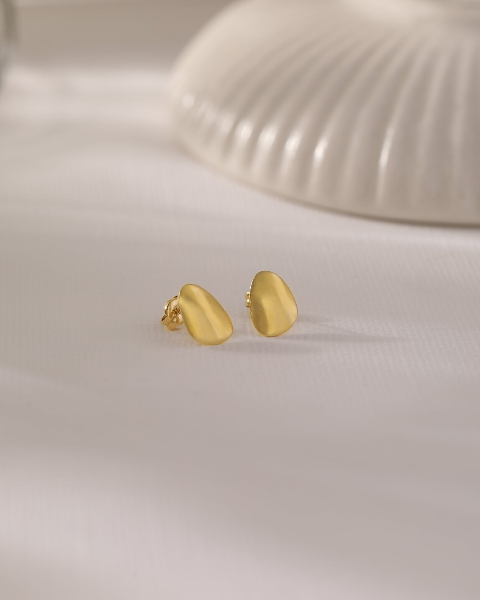 Small Gold Pebble Studs, 10K Solid Gold-4