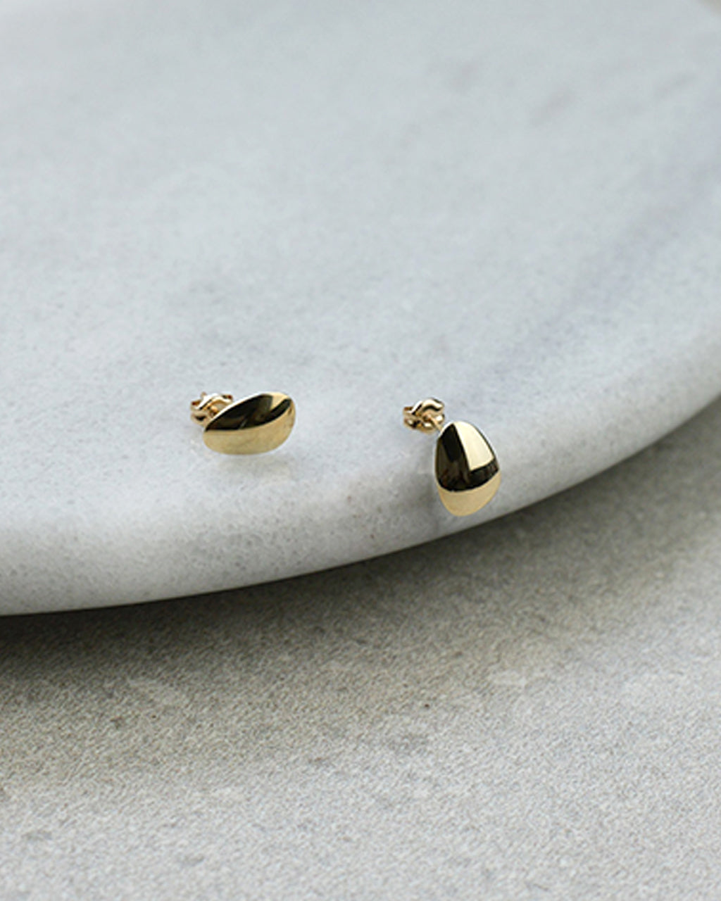 Small Gold Pebble Studs, 10K Solid Gold-4