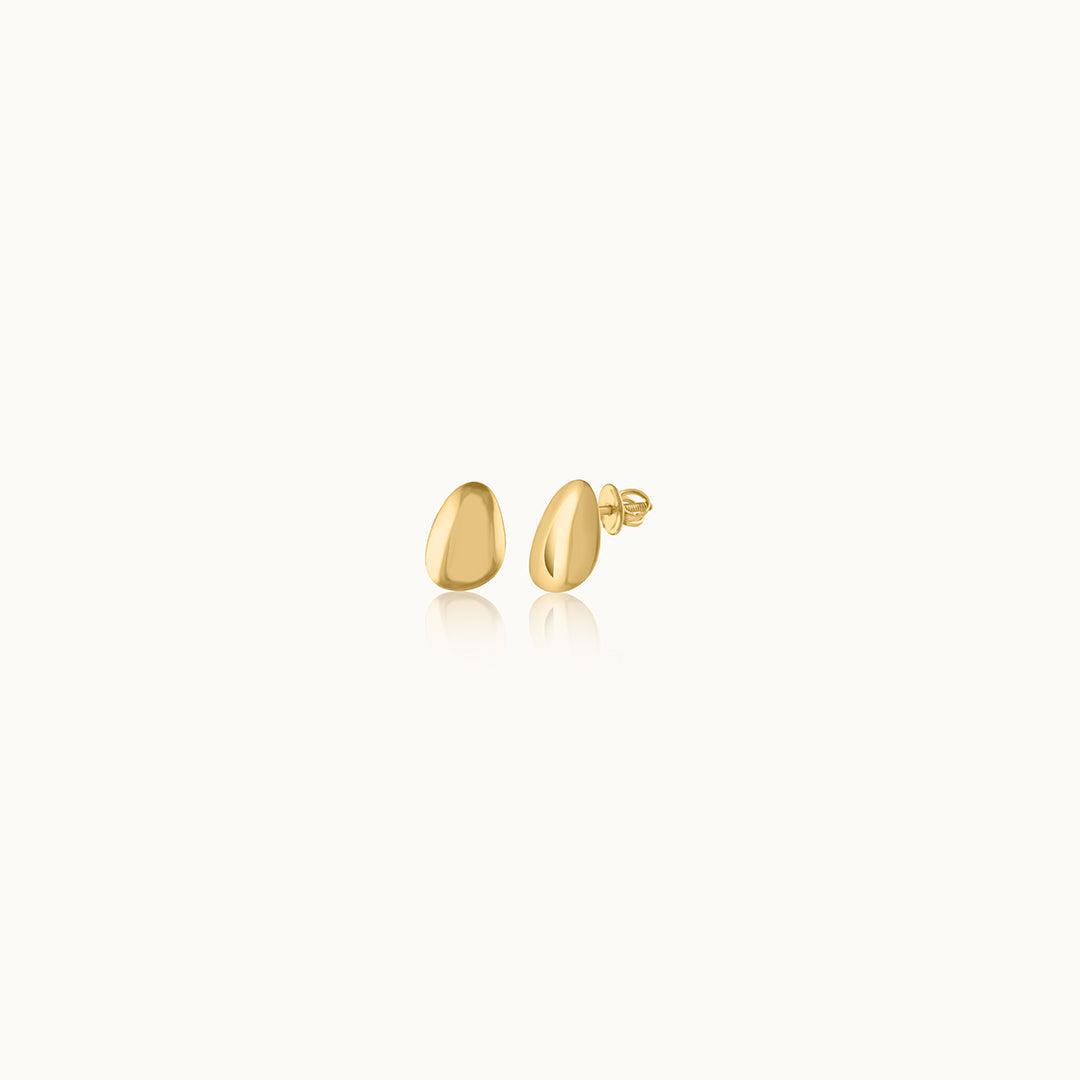 Small Gold Pebble Studs, 10K Solid Gold-2