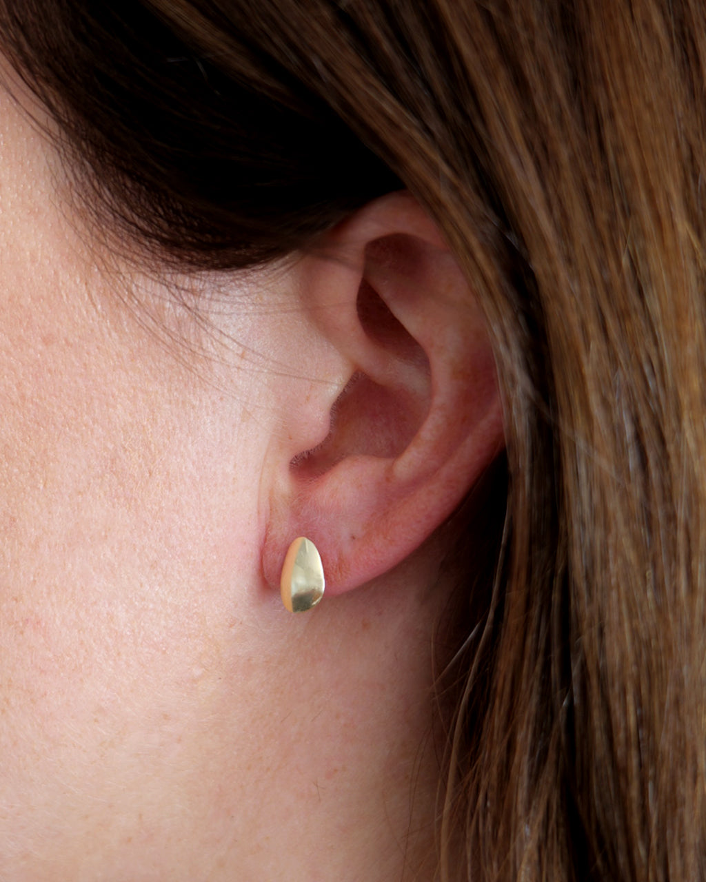 Small Gold Pebble Studs, 10K Solid Gold-3