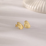 Large Gold Pebble Studs, 10K Solid Gold-1