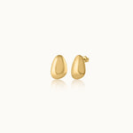 Large Gold Pebble Studs, 10K Solid Gold-2