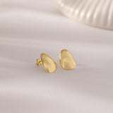 Large Gold Pebble Studs, 10K Solid Gold-4