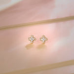 Elegant Clover Diamond Earrings, 14K Gold Vermeil, 1/2 ct Lab Grown Diamond-1