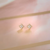 Elegant Clover Diamond Earrings, 14K Gold Vermeil, 1/2 ct Lab Grown Diamond-1