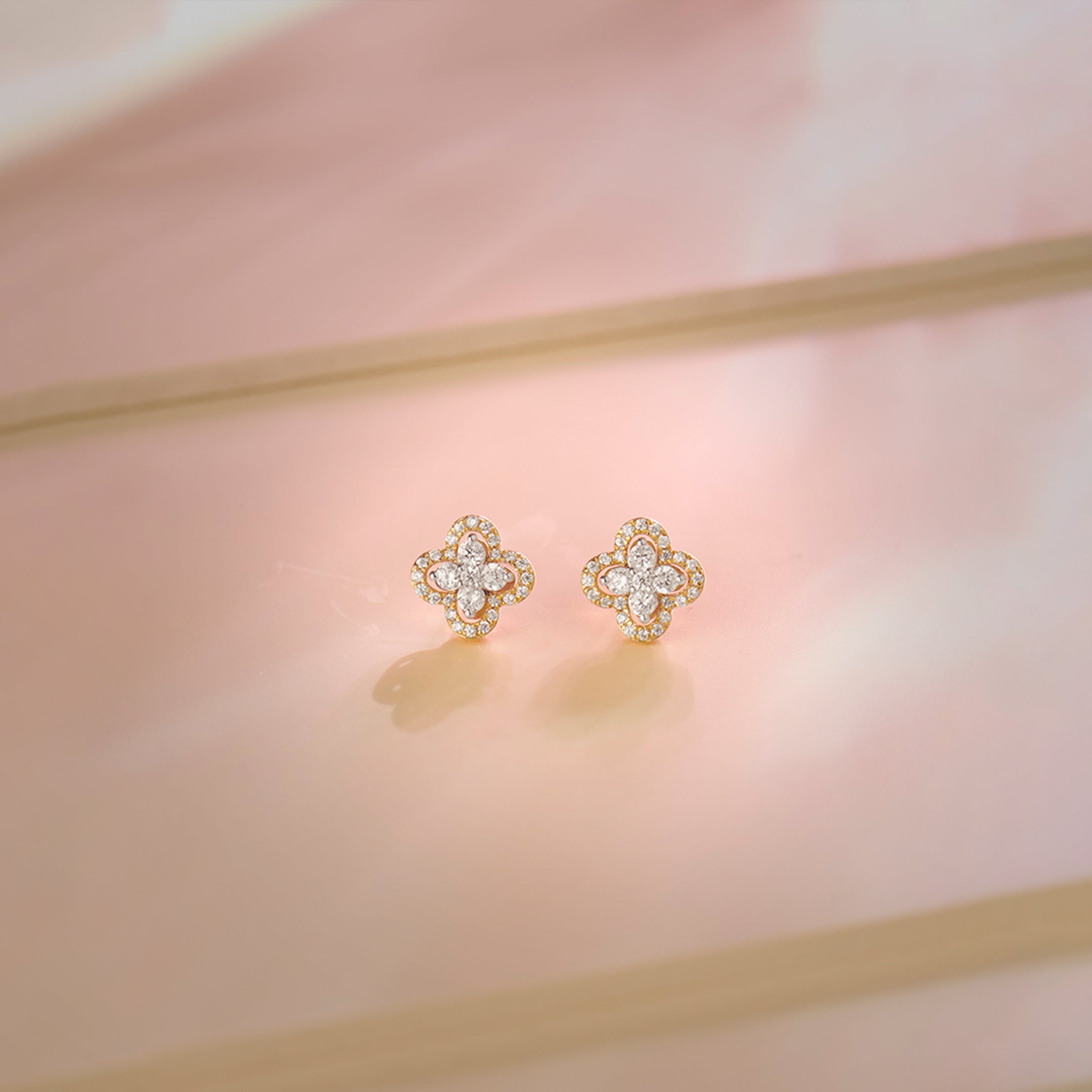 Elegant Clover Diamond Earrings, 14K Gold Vermeil, 1/2 ct Lab Grown Diamond-1