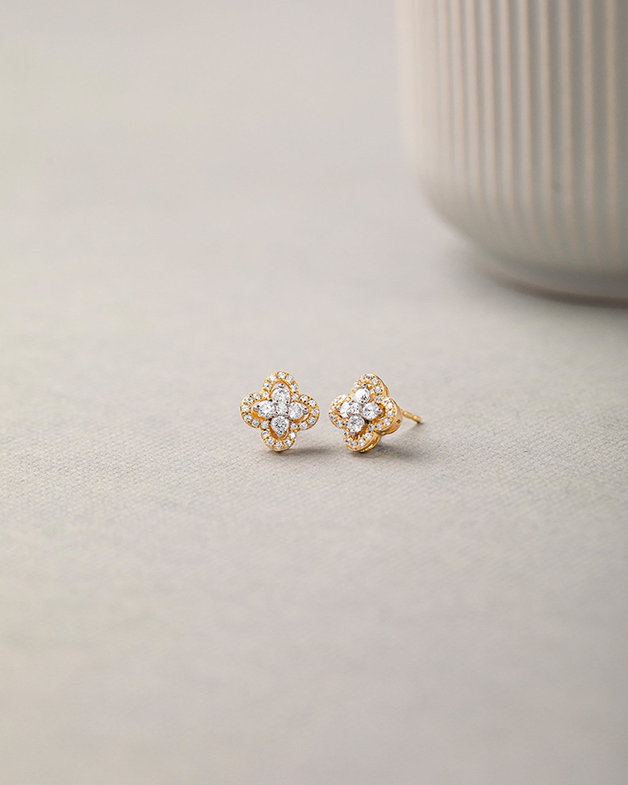 Elegant Clover Diamond Earrings, 14K Gold Vermeil, 1/2 ct Lab Grown Diamond-5