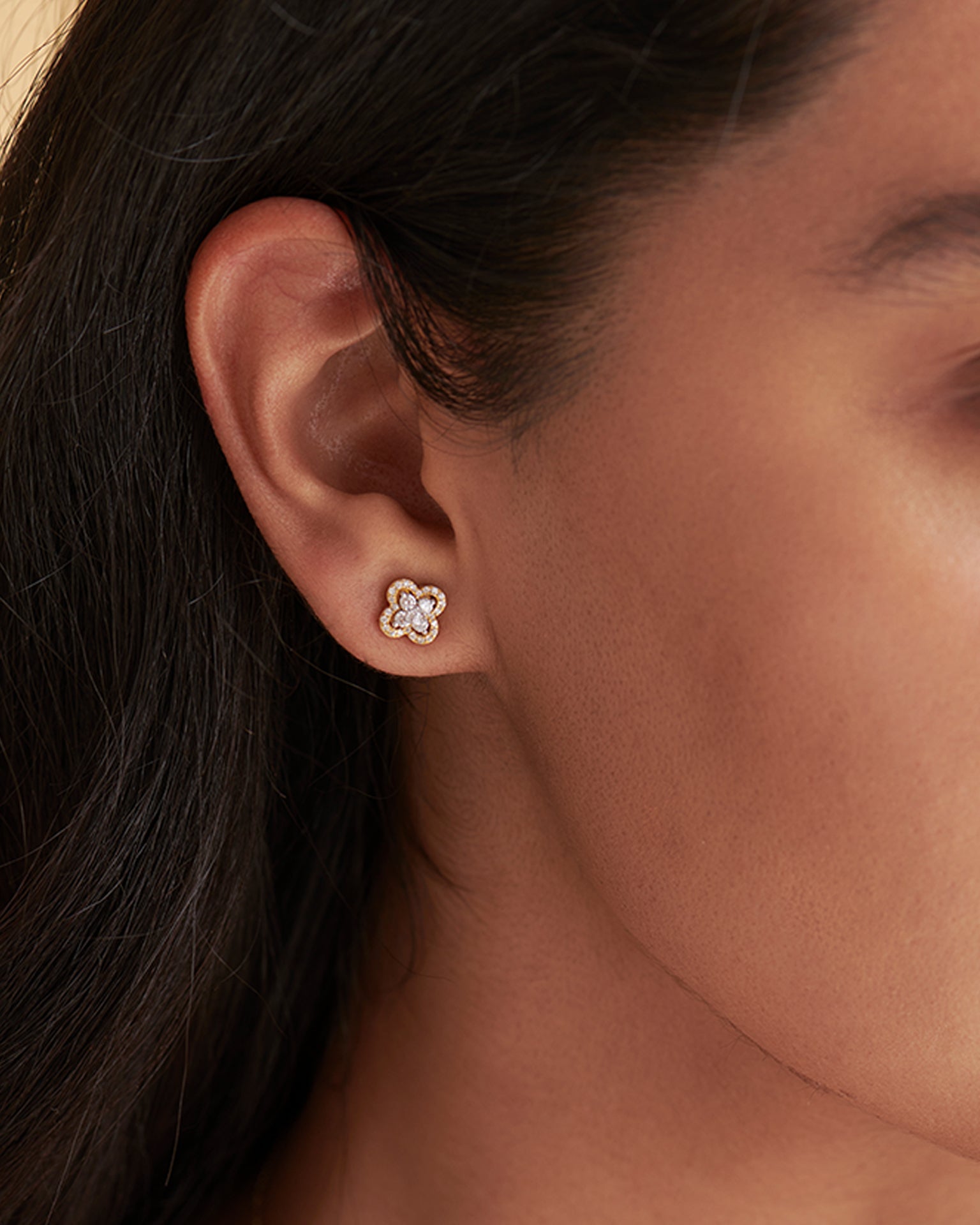 Elegant Clover Diamond Earrings