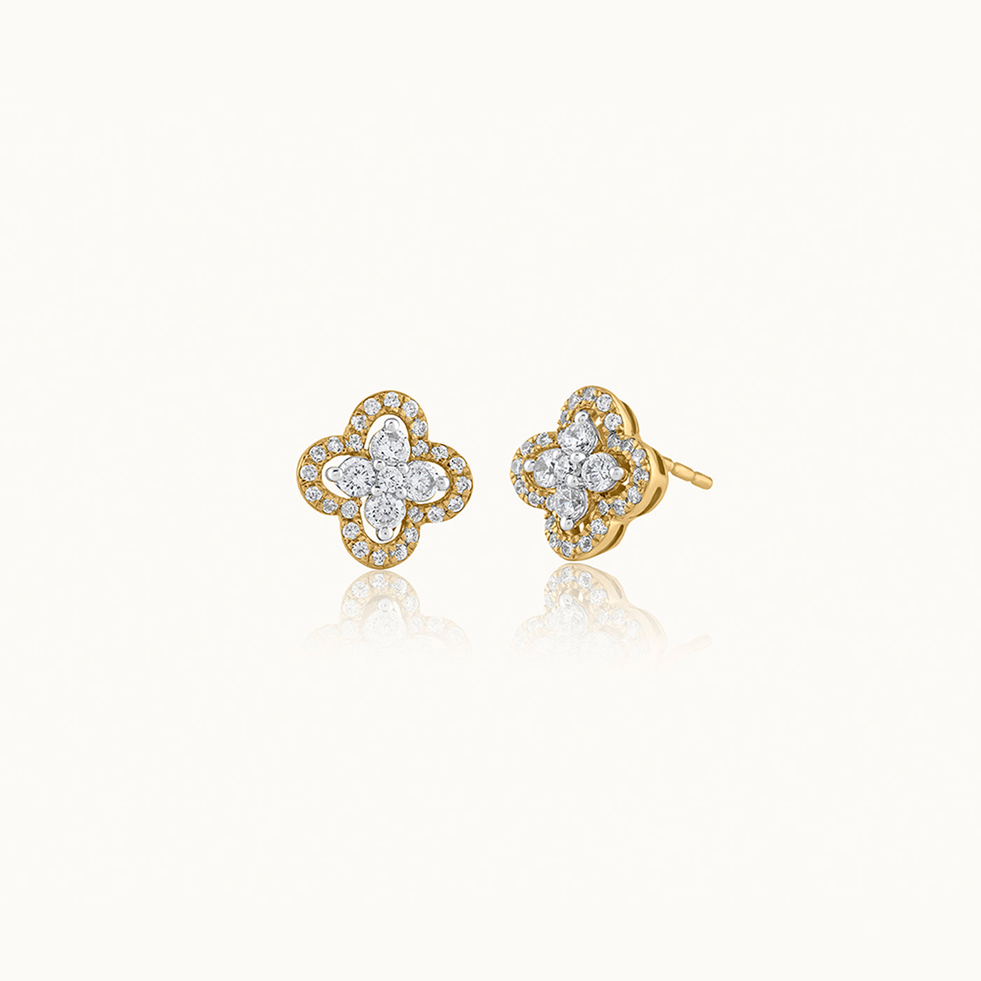 Elegant Clover Diamond Earrings, 14K Gold Vermeil, 1/2 ct Lab Grown Diamond-3