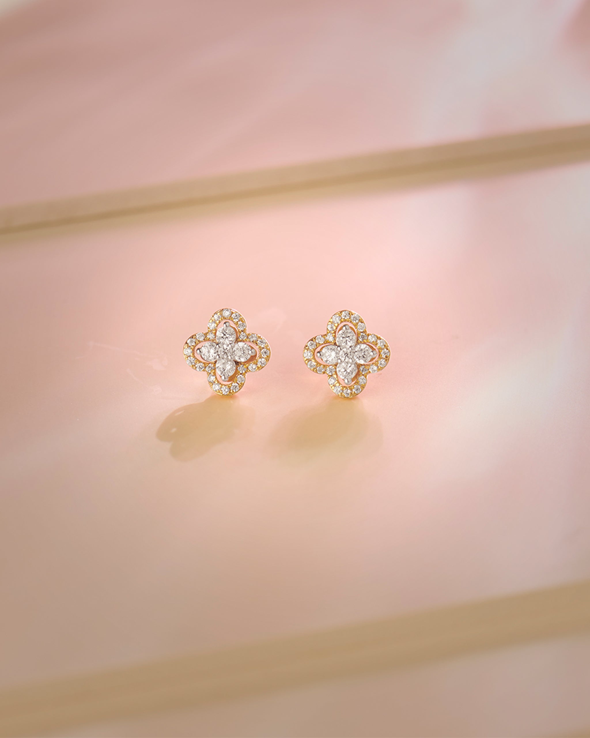 Elegant Clover Diamond Earrings, 14K Gold Vermeil, 1/2 ct Lab Grown Diamond-6