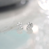 Leafy Small Earrings, Sterling Silver, 1/4 ct Lab Grown Diamond-1