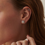 Leafy Small Earrings, Sterling Silver, 1/4 ct Lab Grown Diamond-2