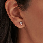 Leafy Small Earrings, Sterling Silver, 1/4 ct Lab Grown Diamond-4