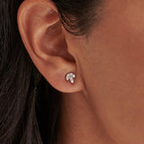 Leafy Small Earrings, Sterling Silver, 1/4 ct Lab Grown Diamond-4