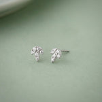 Leafy Small Earrings, 14K Solid Gold, 1/4 ct Lab Grown Diamond-5