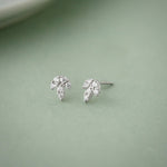 Leafy Small Earrings, Sterling Silver, 1/4 ct Lab Grown Diamond-5