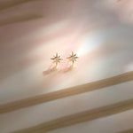 North Star Small Diamond Earrings, 10K Solid Gold, 1/20 ct Lab Grown Diamond-1