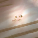 North Star Small Diamond Earrings, 10K Solid Gold, 1/20 ct Lab Grown Diamond-1