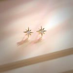 North Star Small Diamond Earrings, 10K Solid Gold, 1/20 ct Lab Grown Diamond-4