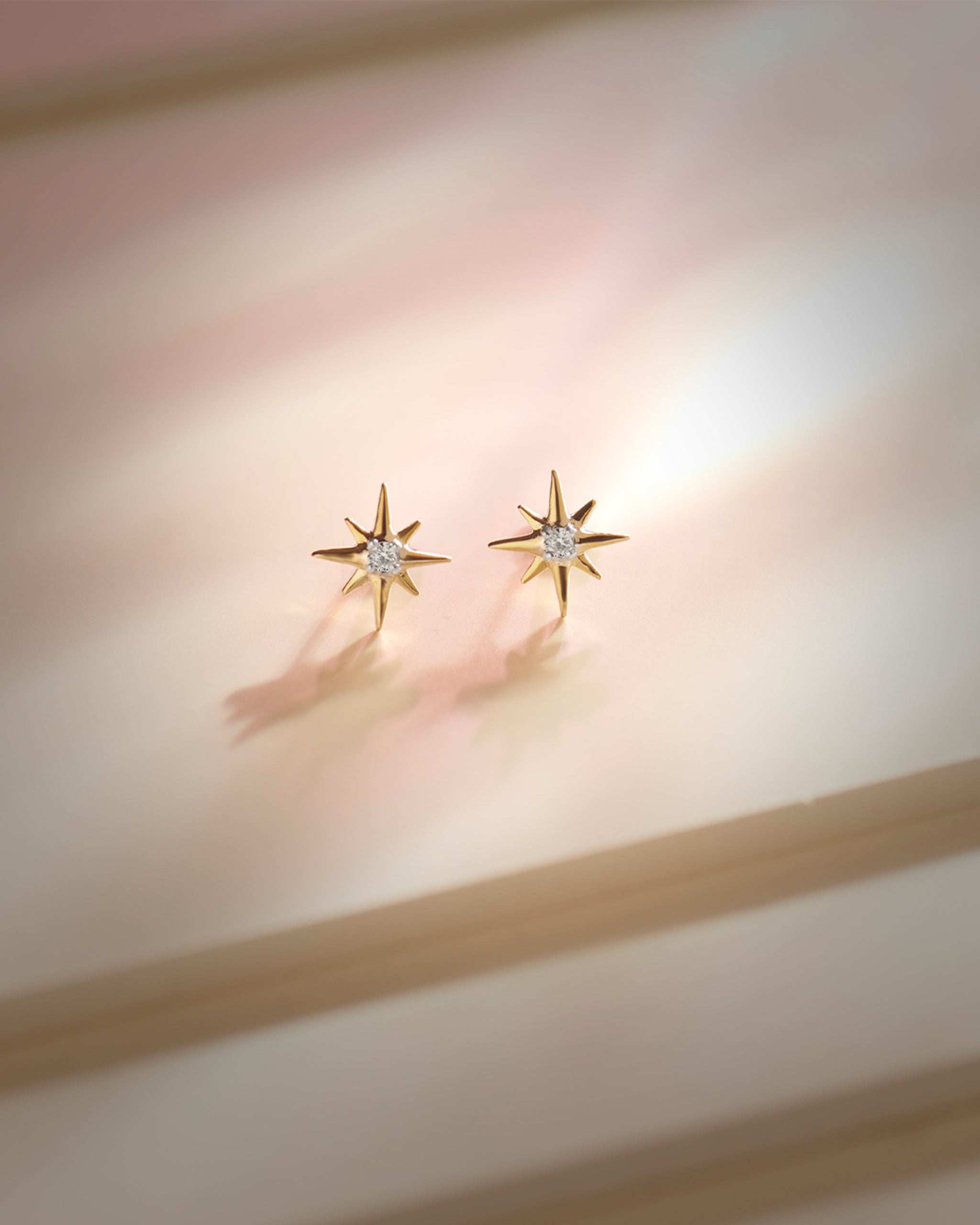 North Star Small Diamond Earrings, 10K Solid Gold, 1/20 ct Lab Grown Diamond-4