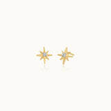 North Star Small Diamond Earrings, 10K Solid Gold, 1/20 ct Lab Grown Diamond-3