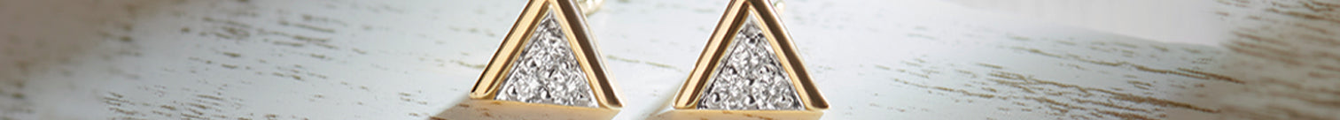 V Small Diamond Earrings, 10K Solid Gold, 1/6 ct Lab Grown Diamond-1
