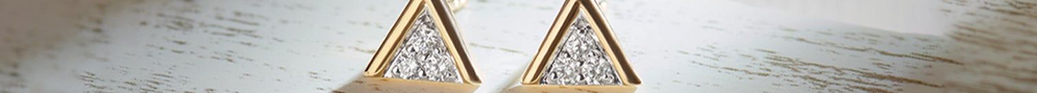 V Small Diamond Earrings, 10K Solid Gold, 1/6 ct Lab Grown Diamond-1
