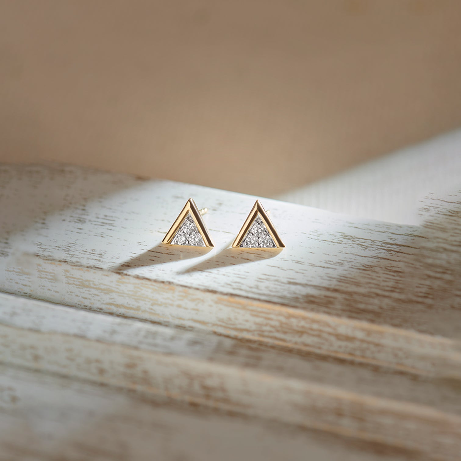 V Small Diamond Earrings, 10K Solid Gold, 1/6 ct Lab Grown Diamond-1