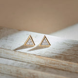 V Small Diamond Earrings, 10K Solid Gold, 1/6 ct Lab Grown Diamond-6
