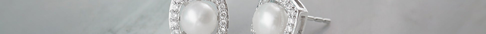 Classic Cushion Pearl Diamond Earrings, Sterling Silver, 1/3 ct Lab Grown Diamond-1