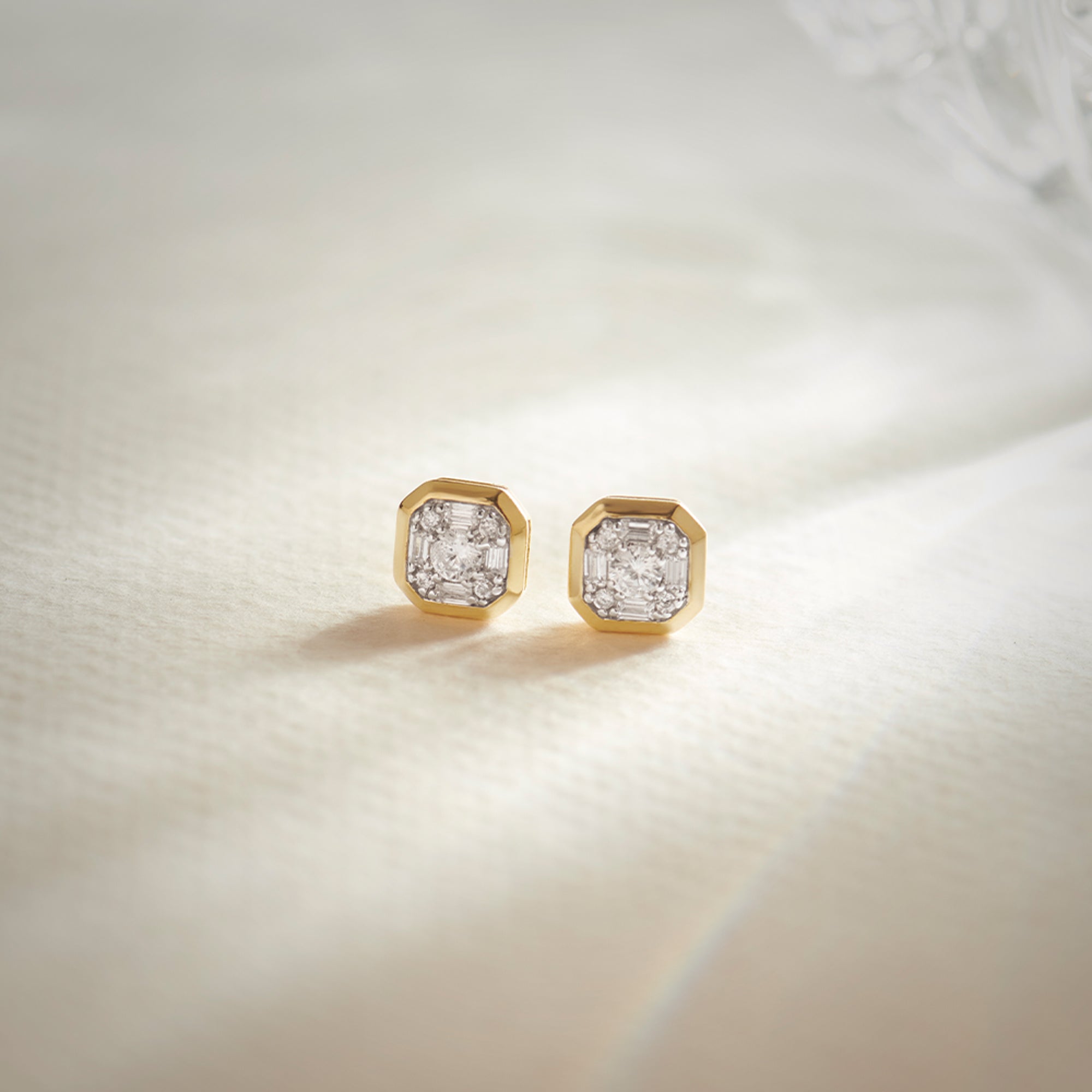 Octa Diamond Earrings, 14K Solid Gold, 3/8 ct Lab Grown Diamond-1