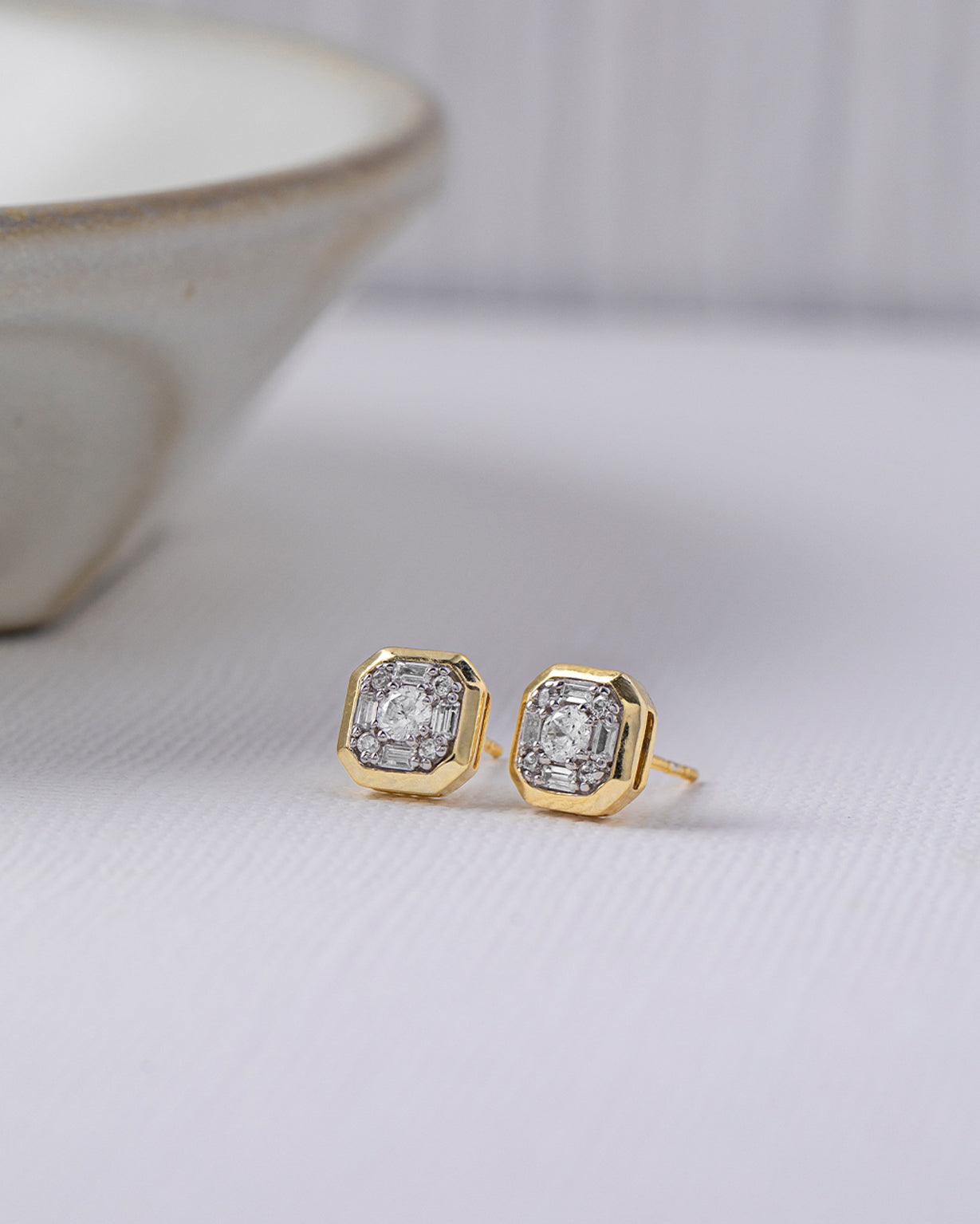 Octa Diamond Earrings, 14K Solid Gold, 3/8 ct Lab Grown Diamond-5