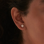 Square Cluster Diamond Small Earrings, 14K Gold Vermeil, 1/3 ct Lab Grown Diamond-3