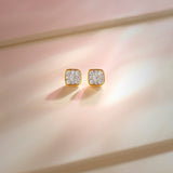 Square Cluster Diamond Small Earrings