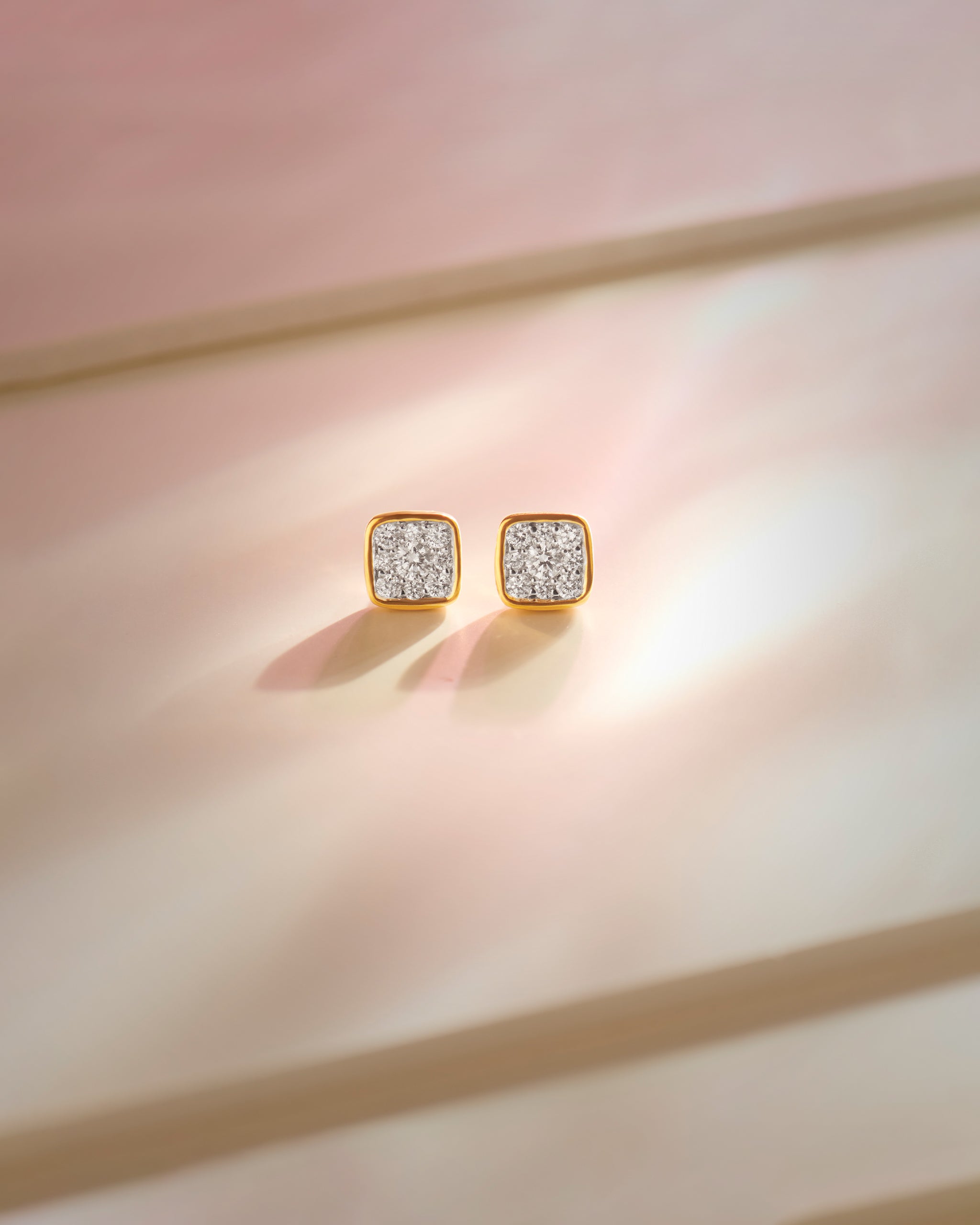 Square Cluster Diamond Small Earrings, 14K Gold Vermeil, 1/3 ct Lab Grown Diamond-4